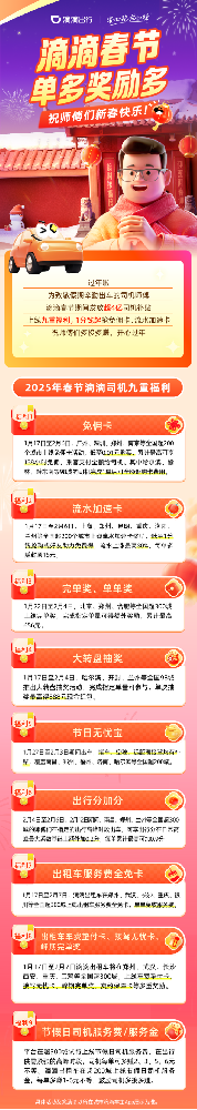 滴滴春节补贴4个亿，最高免佣138小时，流水加速最高30%